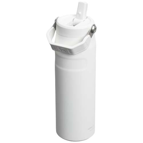 Bouteille publicitaire 700ml avec paille rabattable IceFlow™ 2.0 Stanley Blanc et Givré